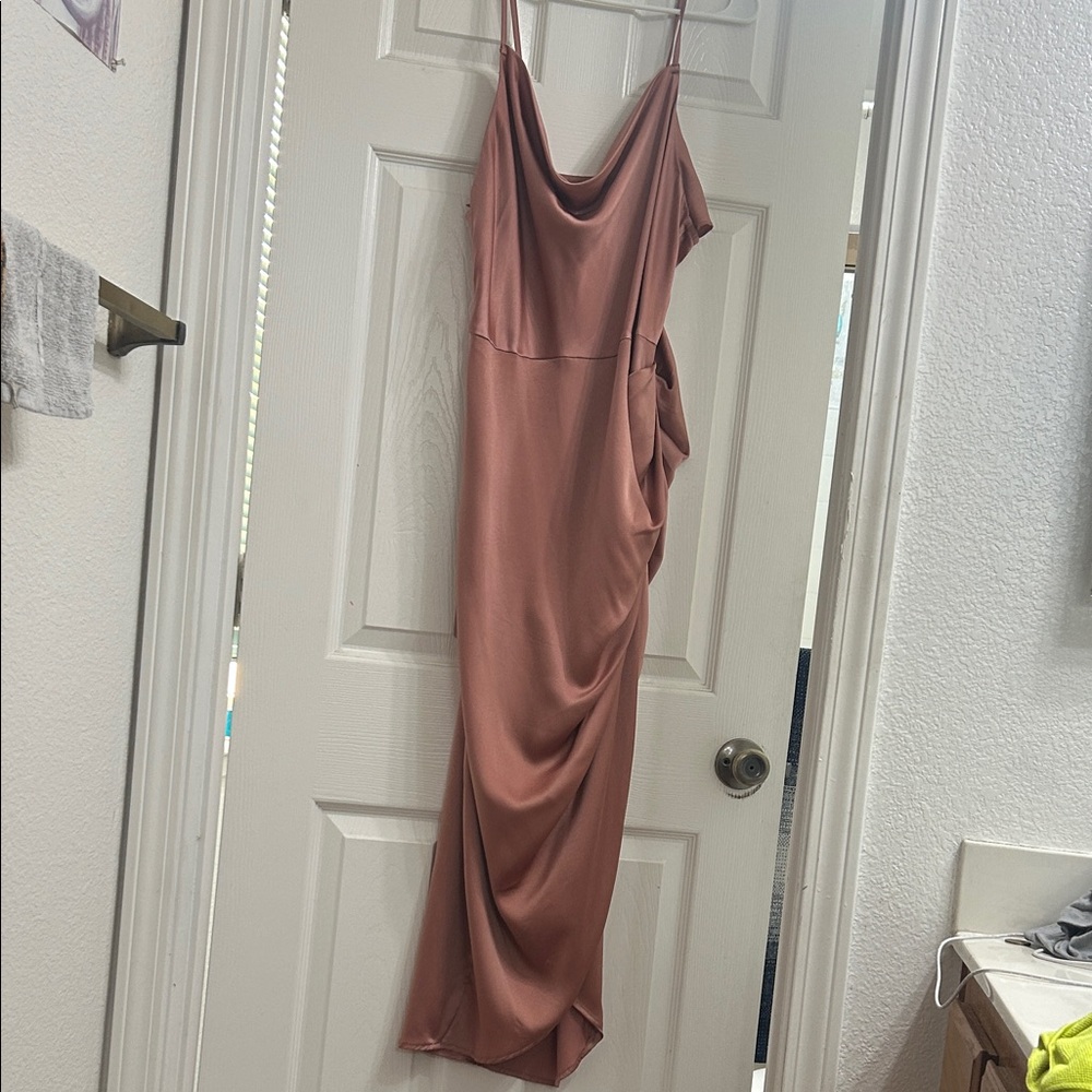Elegant Pink Draped Women's Dress